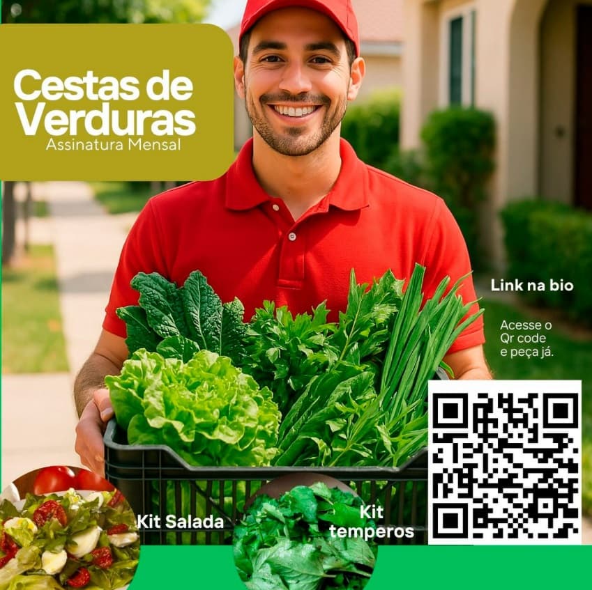 Cesta de verduras e legumes frescos